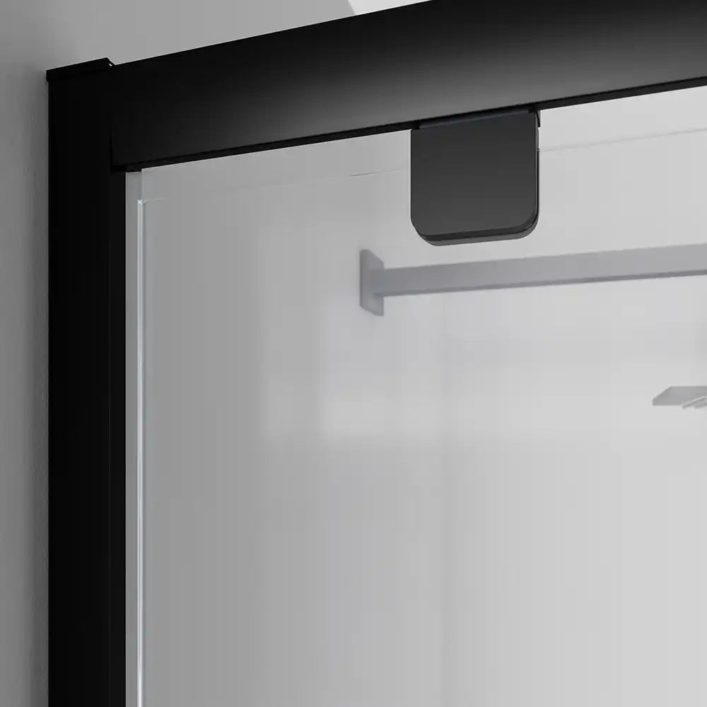 Box doccia 70x90 cm apertura a battente profili neri vetro 6mm trasparente | Apulia