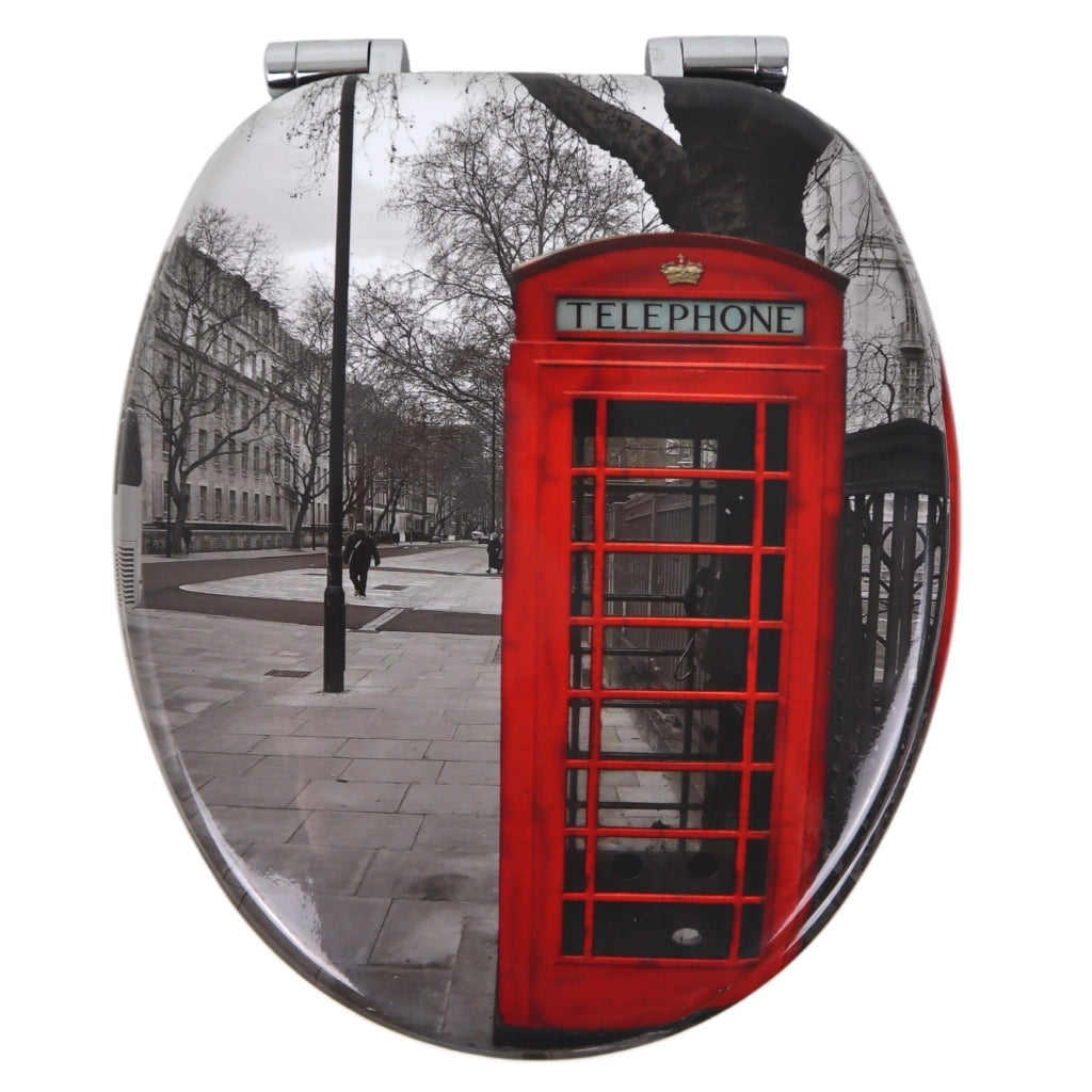 Sedile wc copri vater universale frizionato fantasia in mdf chiusura rallentata *** fantasia london, confezione 1