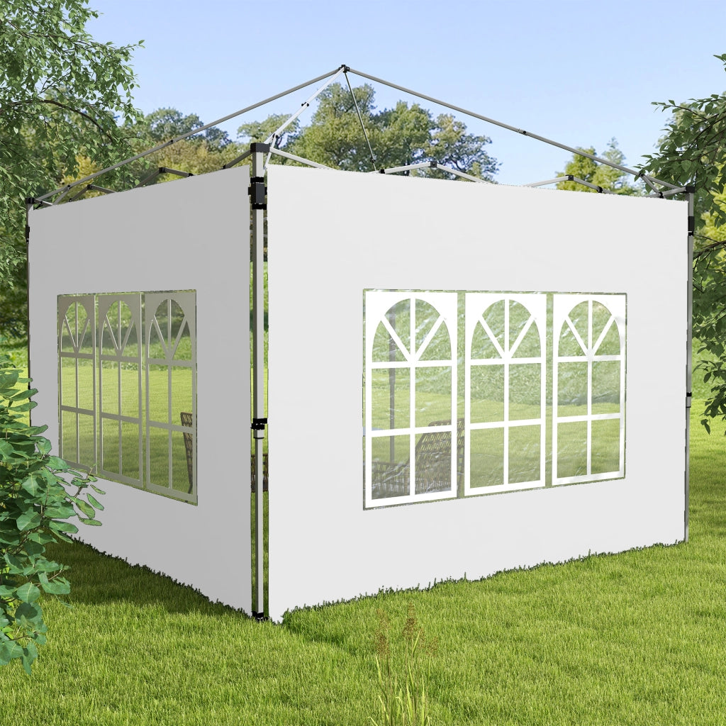 Set 2 pezzi pannelli laterali per gazebo 3x3/3x4 m con finestra ¨C zephmum ¨C bianco impermeabile