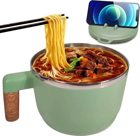 Ramenkom con coperchio, 1000 ml acciaio inossidabile, zuppiera giapponese, servizio tradizionale giapponese