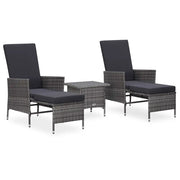 Set Divani da Giardino 3 pz con Cuscini in Polyrattan Grigio 3059373