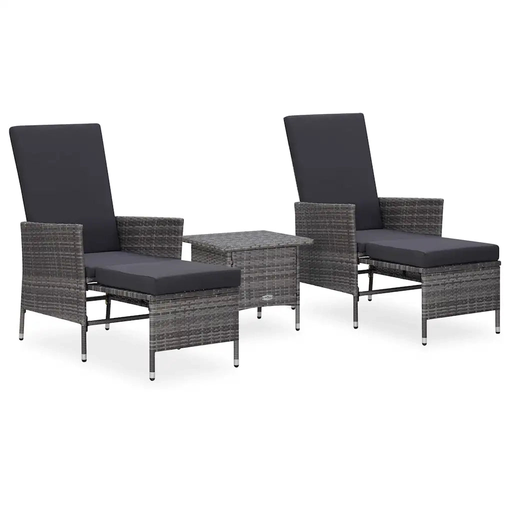 Set Divani da Giardino 3 pz con Cuscini in Polyrattan Grigio 3059373