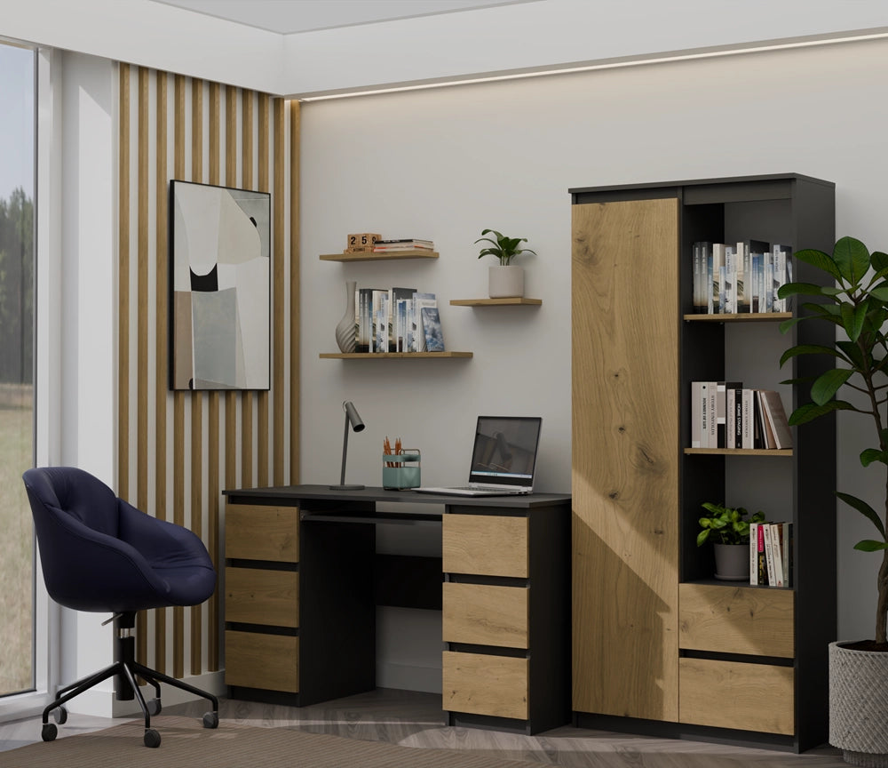 Scrivania KUBA antracite rovere artisan per ufficio e studio