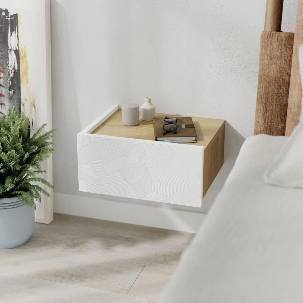 Comodino in legno "Onda" - 38 x 31 x 18 cm - Bianco