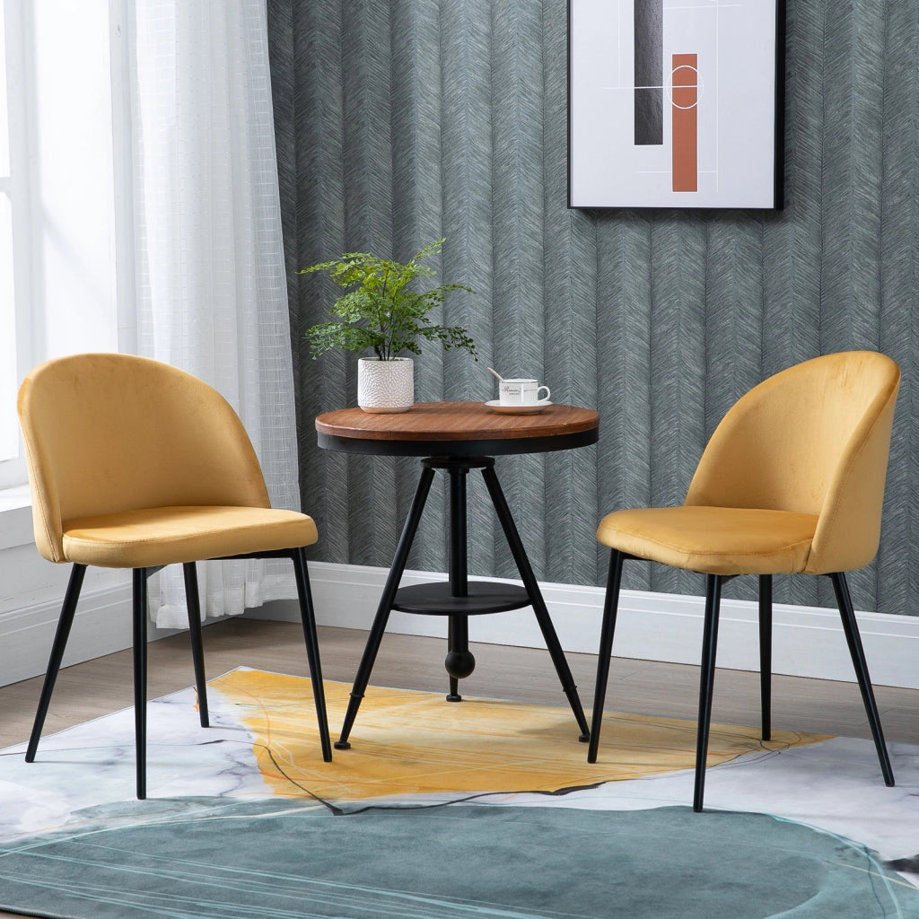 Sedia da pranzo imbottita ¨C zephmum ¨C velluto giallo, gambe in metallo