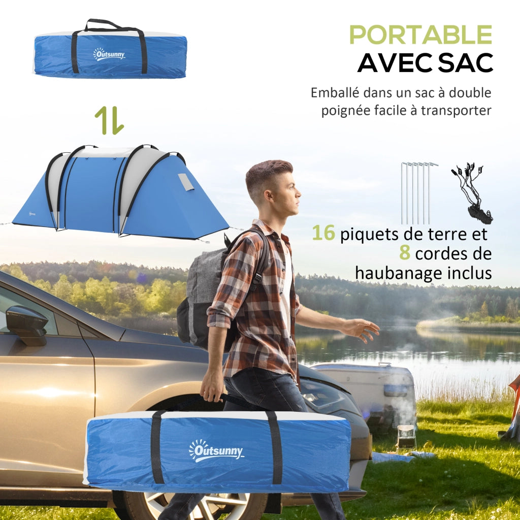 Tenda da campeggio familiare 4-5 persone ¨C Xylo ¨C 2 camere, 3 finestre, impermeabile, 450x220x180 cm