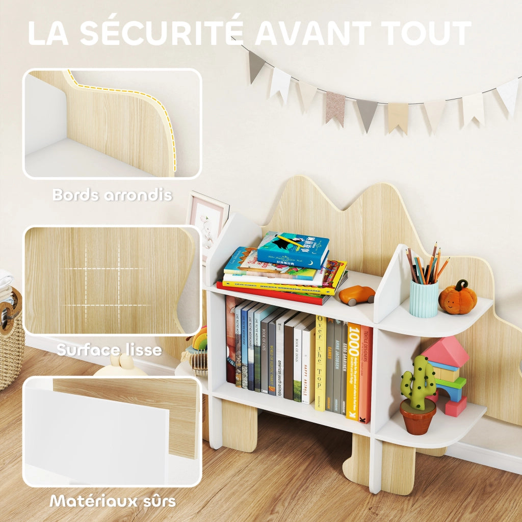 Libreria per bambini con 6 scomparti ¨C zephmum ¨C legno naturale 120x28x72cm