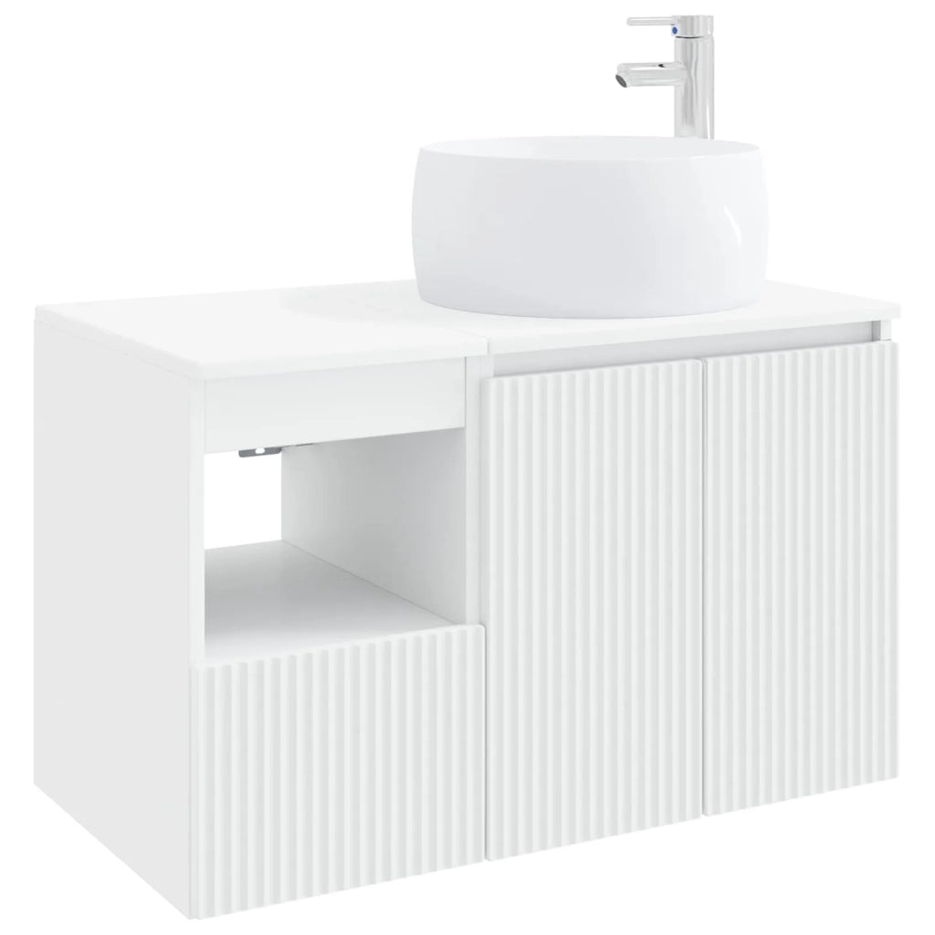 Set di mobili per il bagno 2 pz Bianco Legno ingegnerizzato 3404094