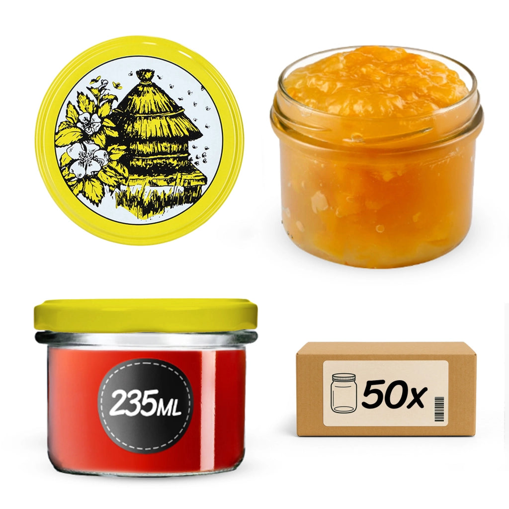 KADAX Tartu barattoli di vetro 235ml 50pz 82mm + coperchi "Api"