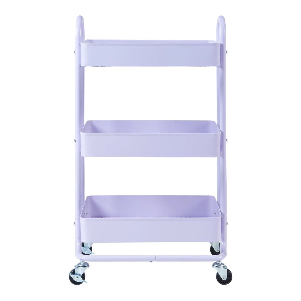 Carrello da Stoccaggio Pyhäntä con 3 Contenitori - Acciaio Lilla [en.casa]