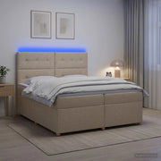 Letto box spring con materasso Crema 200 x 200 cm Tessuto 3455432