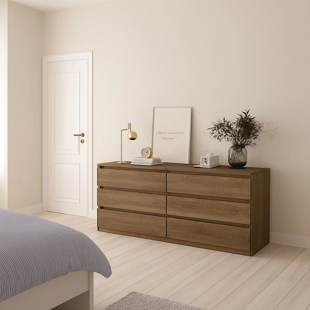 Credenza Joyce, Buffet da soggiorno, Madia da salotto, Dispensa da cucina, 154x50 h68 cm, Rovere