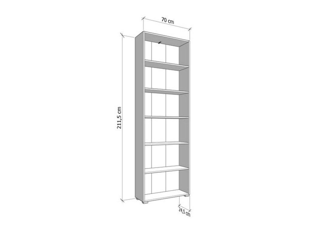 Biblioteca Pramollo, Libreria 5 Ripiani, 70x24.5x211.5h cm Marrone Rovere