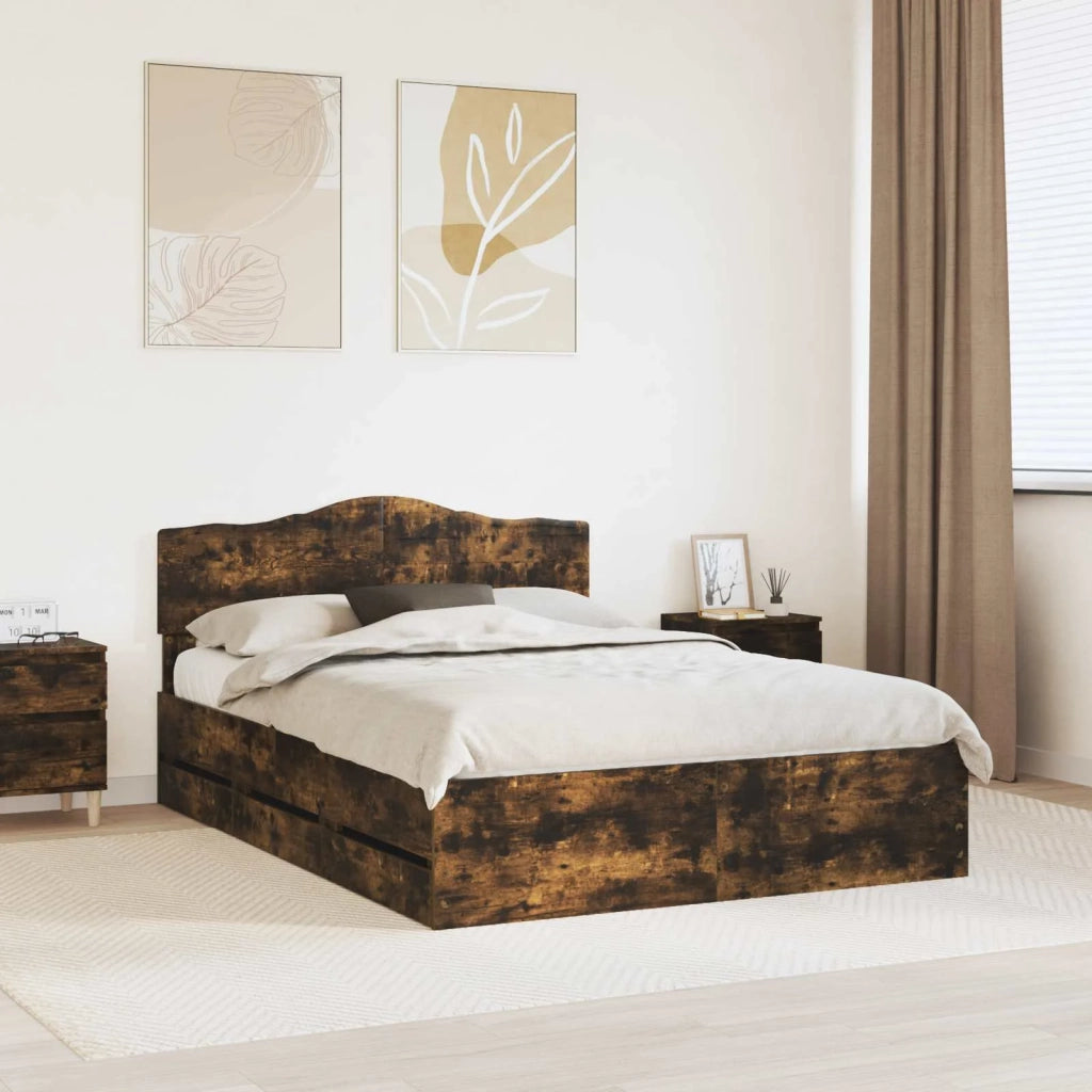 Struttura del letto con cassetto Rovere fumé 140 x 190 cm 3413009