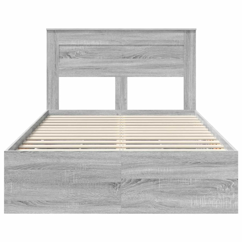Struttura del letto con cassetto-Giroletto con contenitore-Rete del Letto Grigio Sonoma 120 x 190 cm 868223