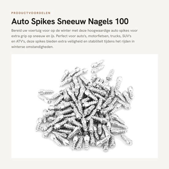 Wielschroef Antislip - 100 Stuks - 8 x 10 mm - Metaalkleur - Bandenbouten - Adatto per Auto/Moto/SUV/ATV