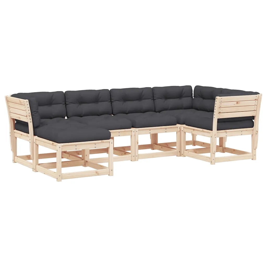 Set Divani Giardino 6 pz con Cuscini in Legno Massello di Pinocod mxl 112513