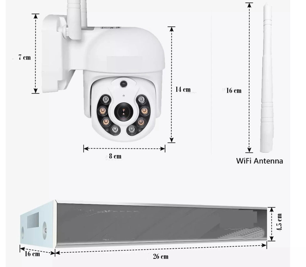 Kit Videosorveglianza NVR HD 1080p WIFI IP 4 Telecamere PTZ Infrarossi JT-8276 - ZENCOCCO