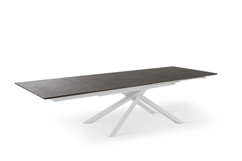 Tavolo allungabile con top ruggine e gambe bianche 170/270x90x76h cm