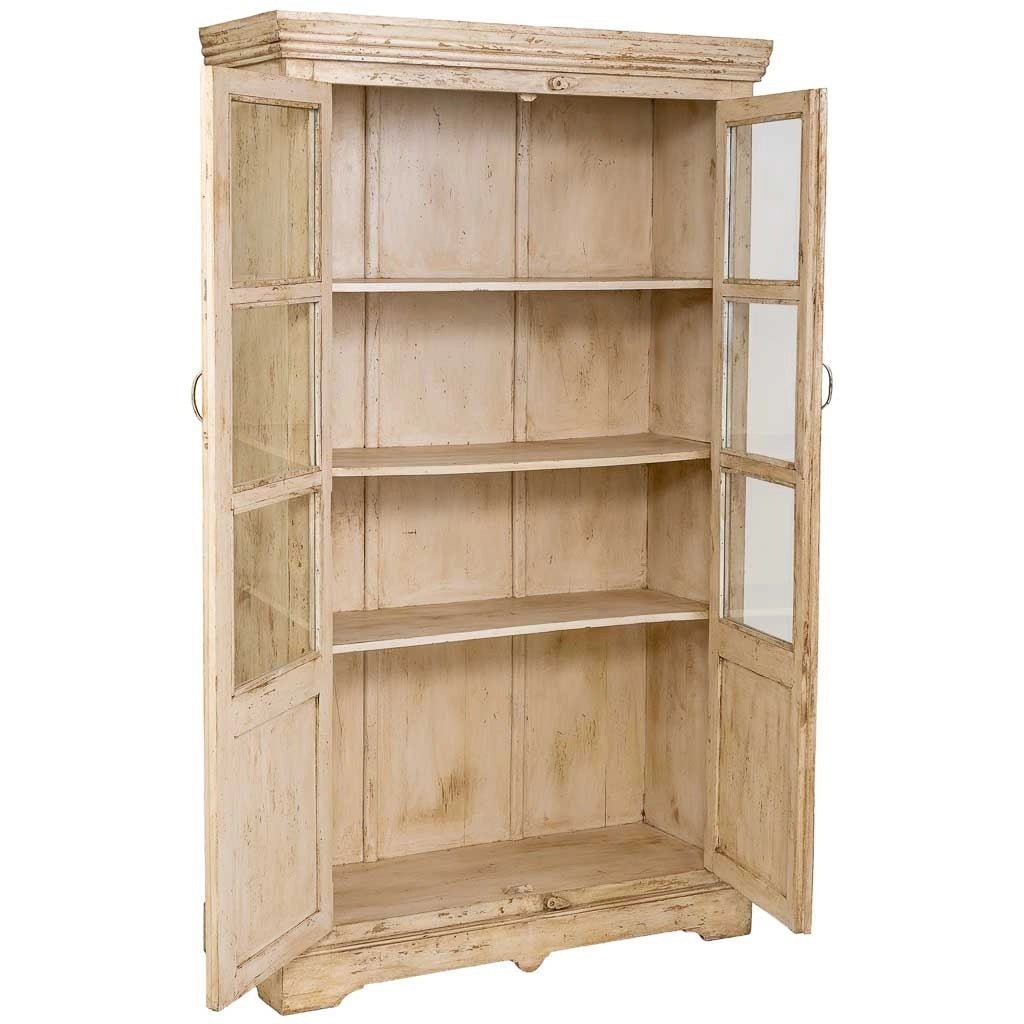 Vetrina in legno beige fatta a mano 105x40x180h cm
