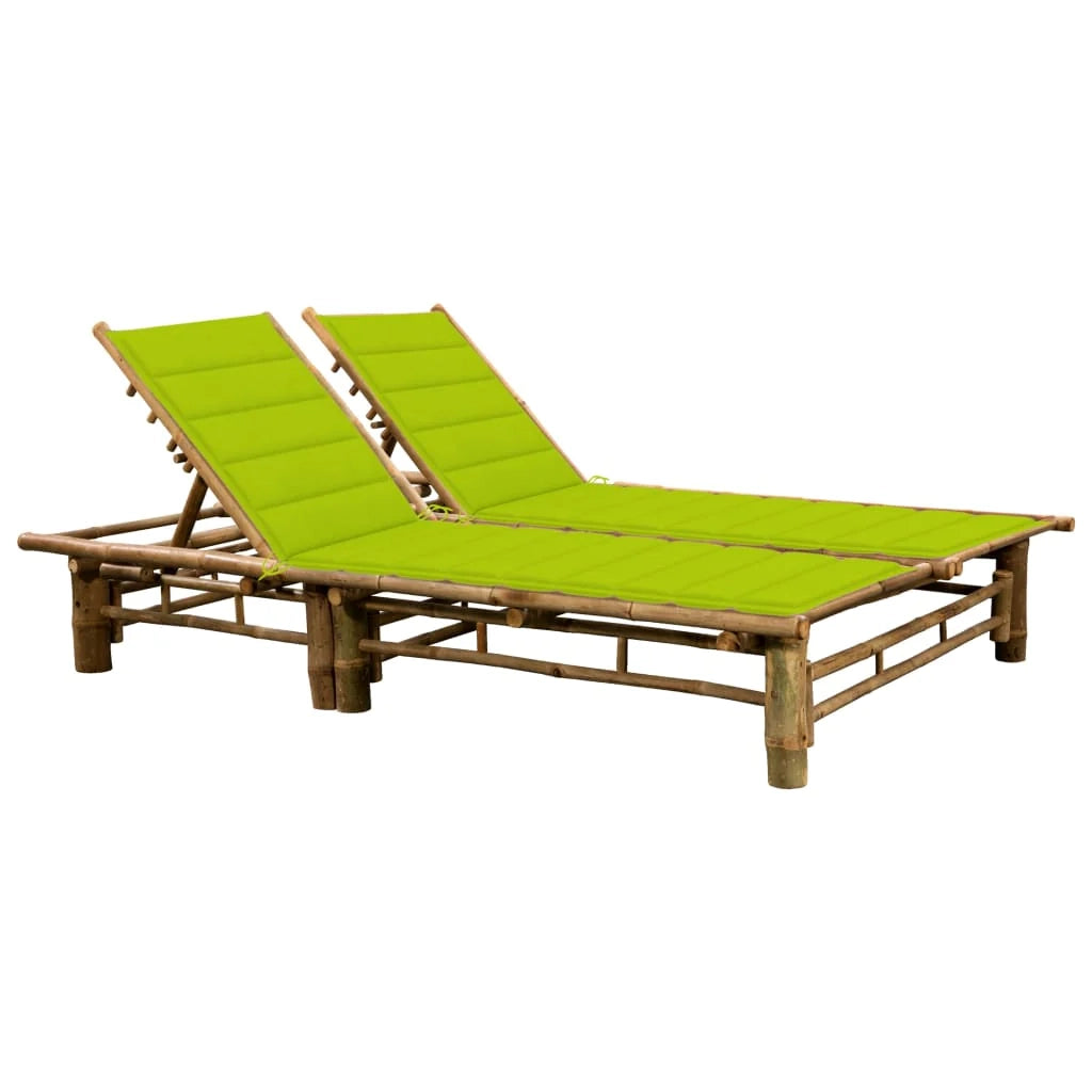 Lettino prendisole sedia a sdraio lettino prendisole letto da giardino mobili da esterno per patio per 2 persone con cuscini in bambù 02_0012901