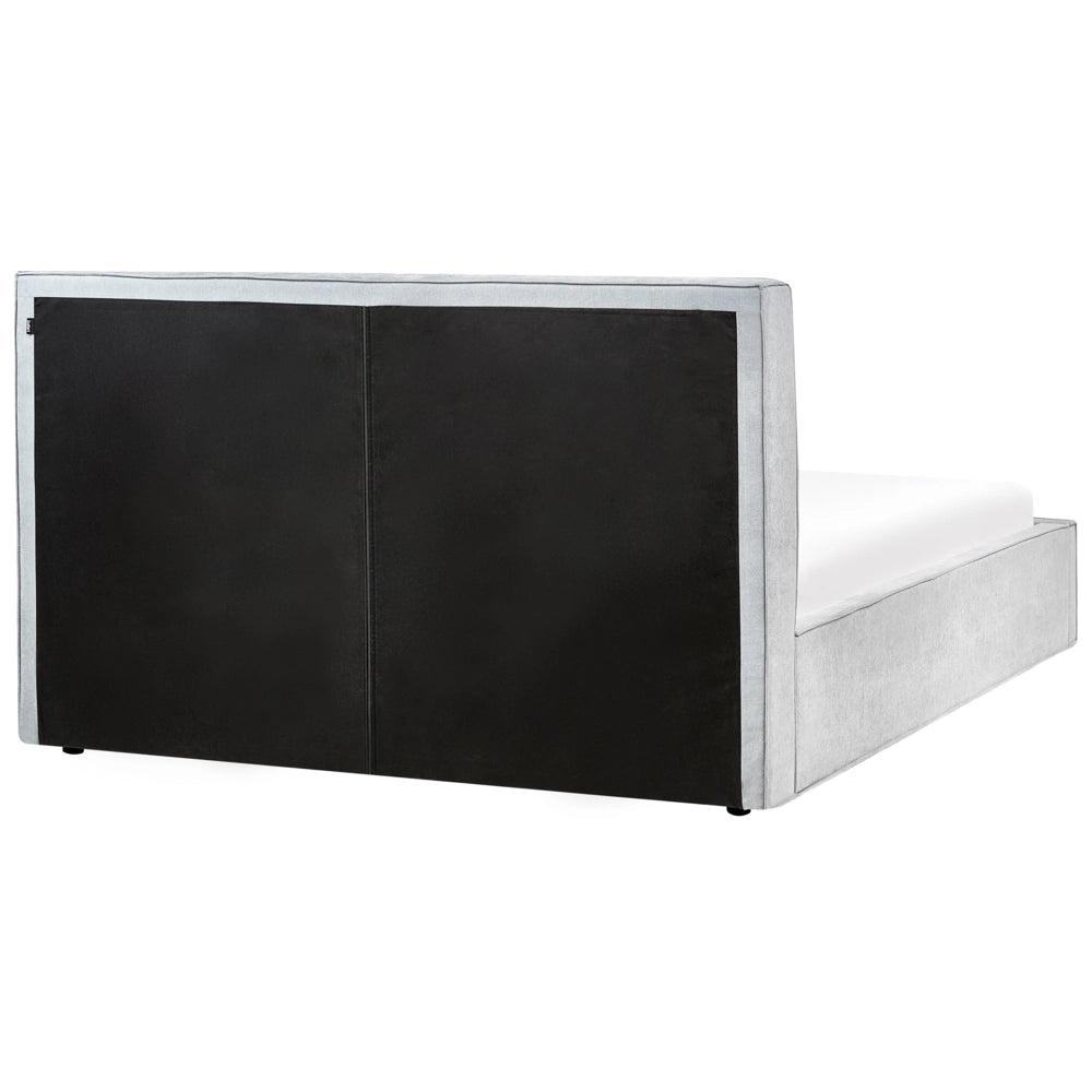 Letto matrimoniale a doghe con contenitore rete a doghe in ciniglia  beige 180 x 200 cm camera da letto moderna
