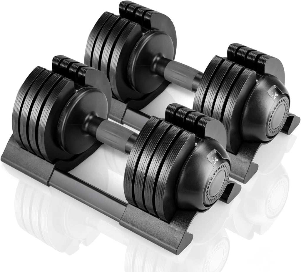 Manubri Regolabili 10kg 20kg 24kg, Set Manubri Componibili con 5 Pesi in 1, Manubri Regolabili Salvaspazio per Allenamento a Casa