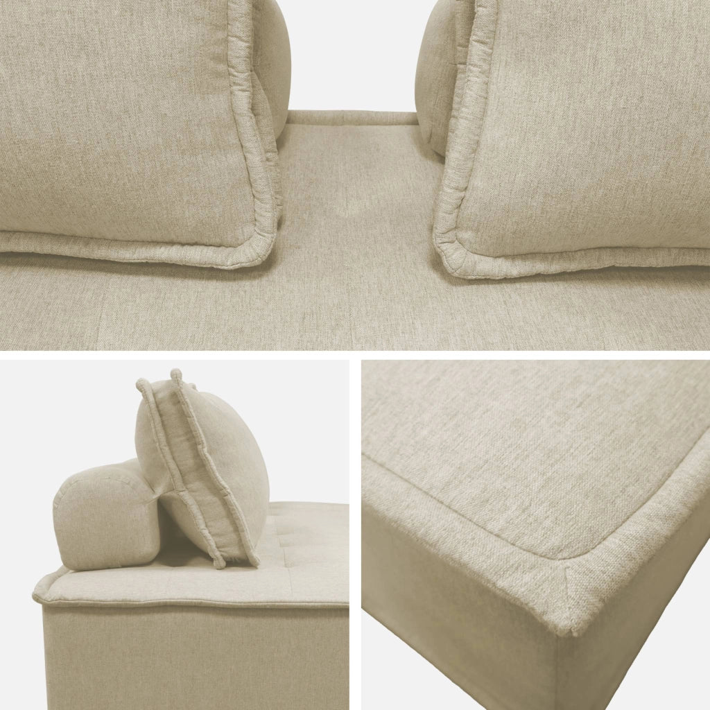 Set 2 moduli per divano modulare in tessuto imbottito, 2 posti, beige