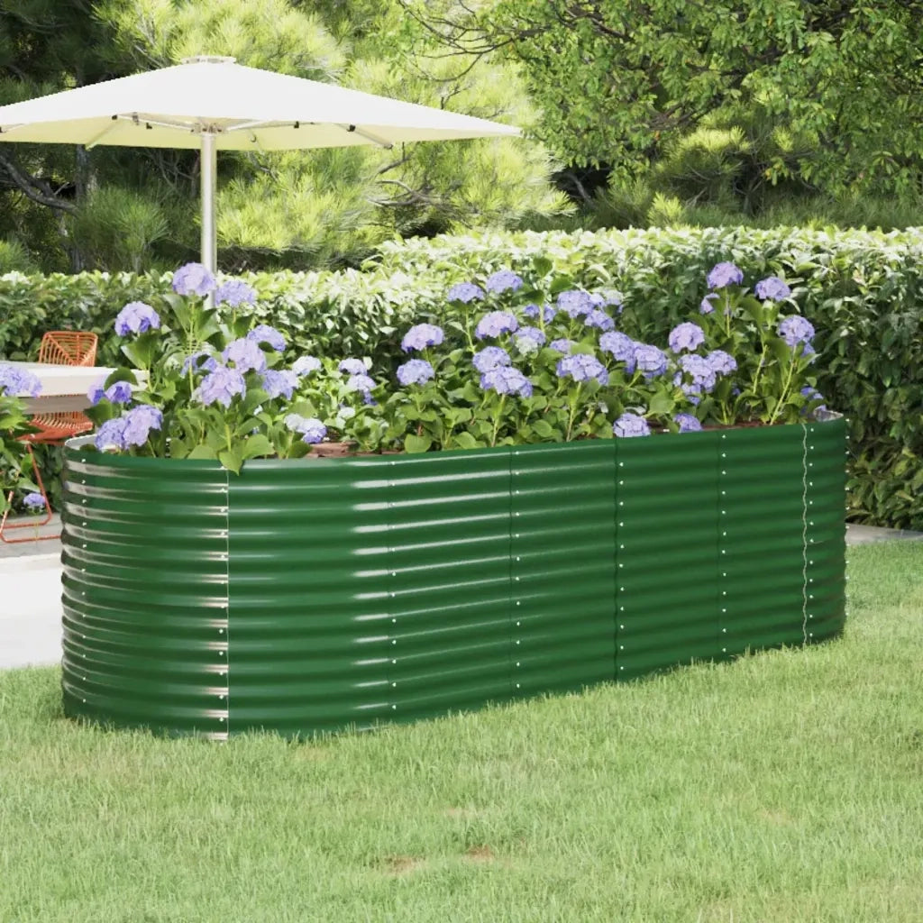 Fioriere | Cassetta per fiori | Letto Giardino Acciaio Zincato 249x100x68 cm Verde