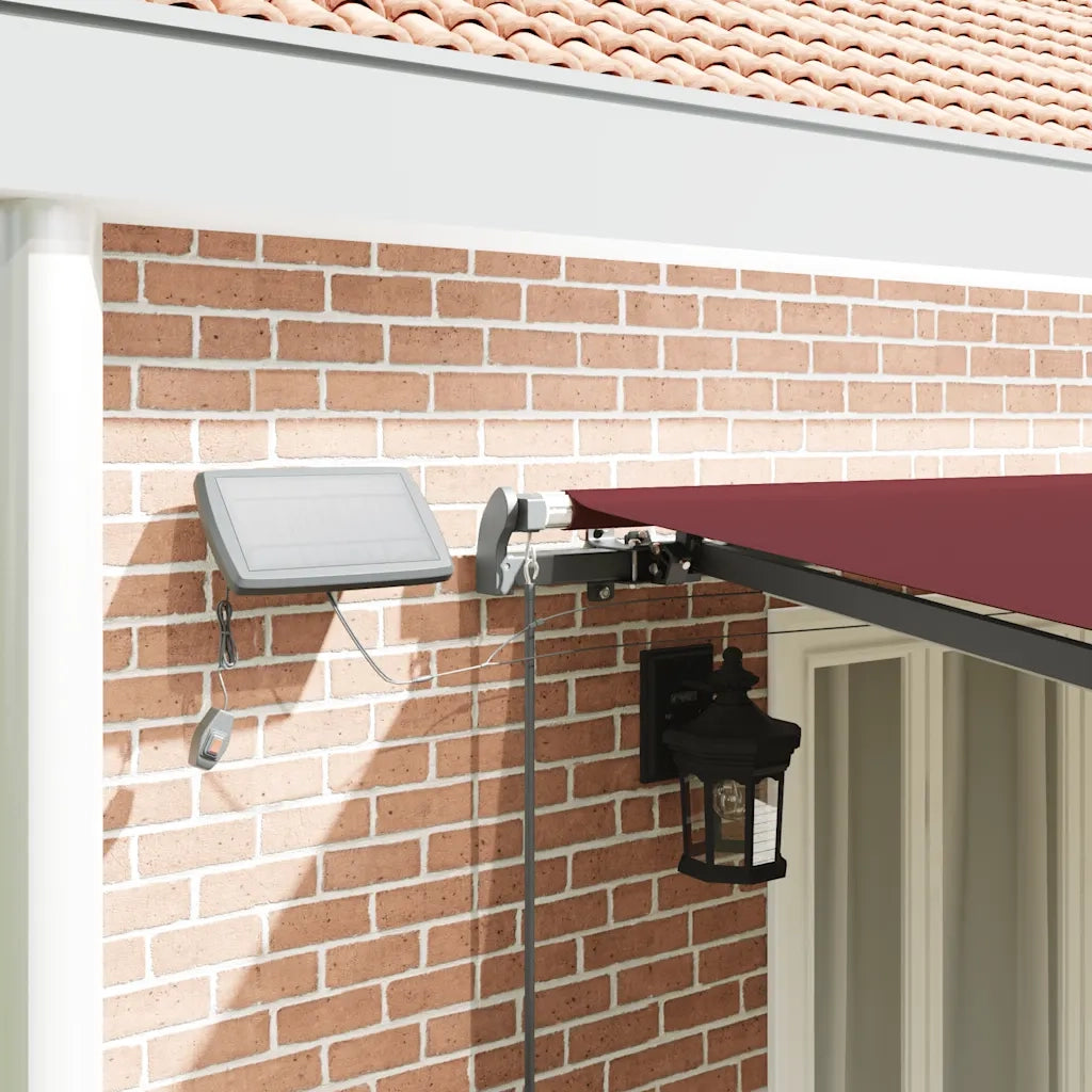Tenda da Sole Retrattile Manuale con LED Bordò 600x300 cm 3310200