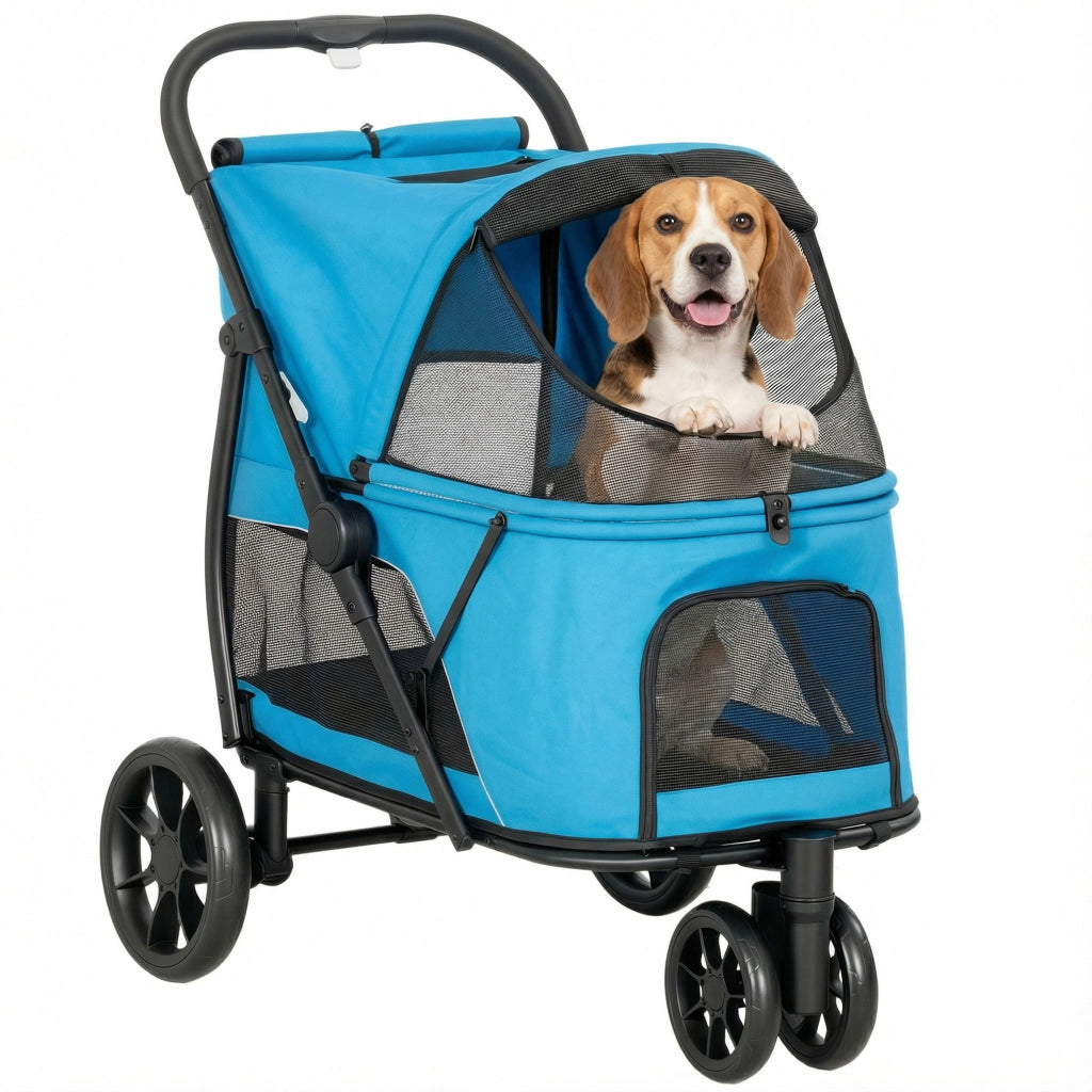 Carrello per Cani Pieghevole ¨C Zephmum ¨C Blu 92x63x95 cm