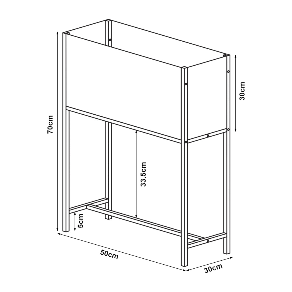 Supporto per piante con vassoio integrato 70 x 50 x 30 cm metallo nero 03_0010711