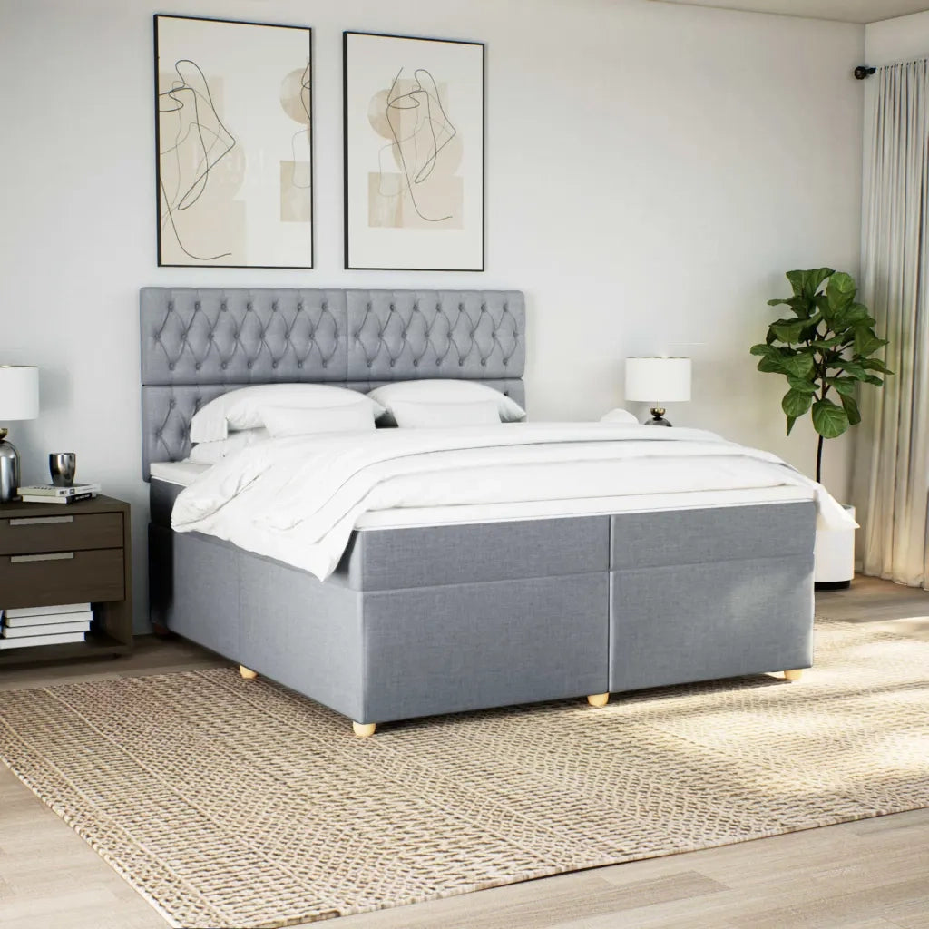 Giroletto a Molle con Materasso Grigio Chiaro 200x200cm Tessuto