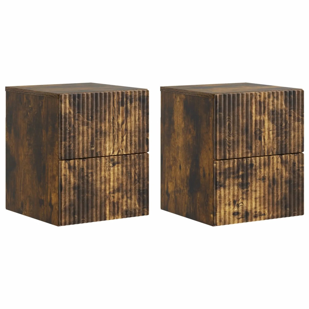 Mobiletto da notte a muro 2 pcs Rovere Fumo 33 x 34,5 x 40 cm 898476
