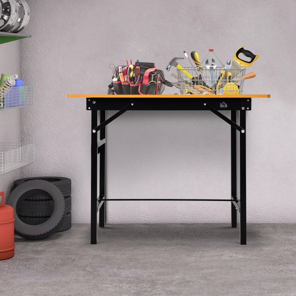 Tavolo da lavoro pieghevole con righello e goniometro ¨C zephmum ¨C MDF giallo nero 100x60x75.5 cm