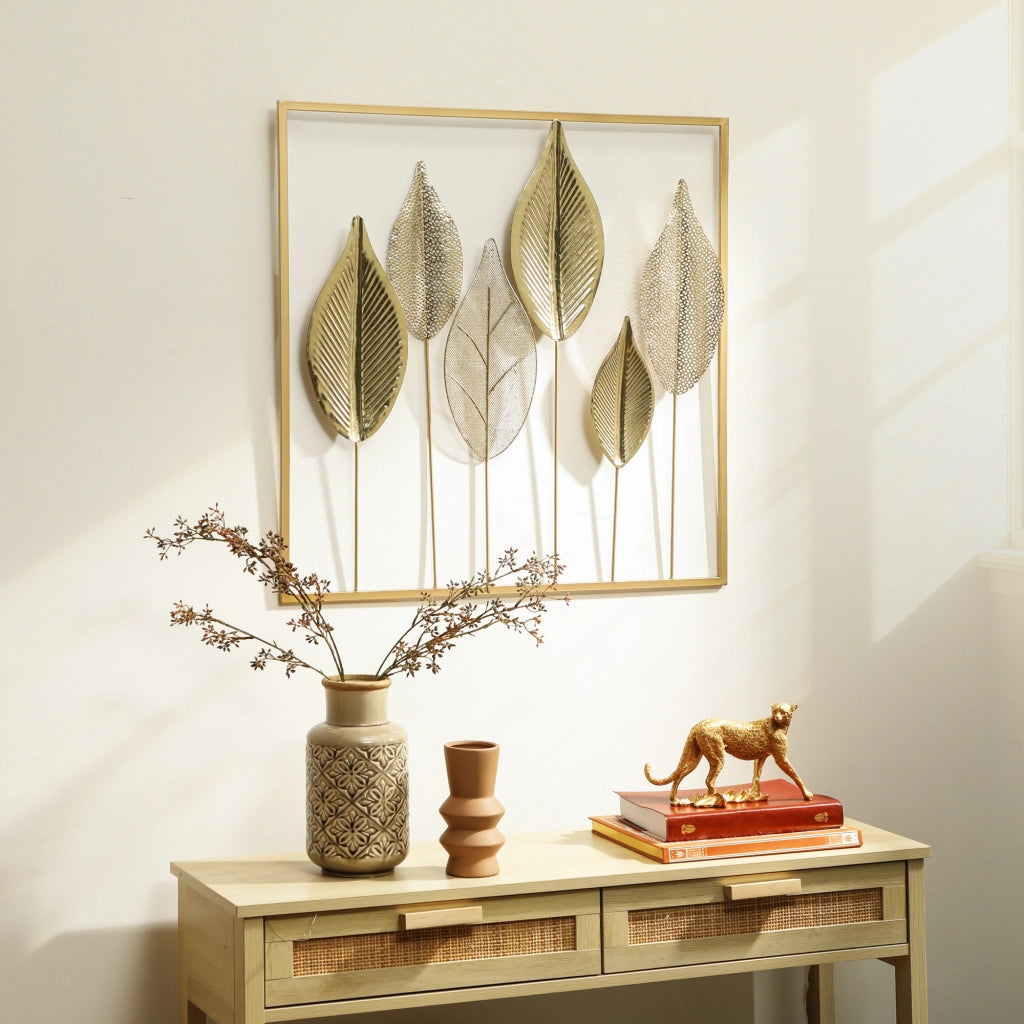 Decorazione murale foglia metallo moderno ¨C zephmum ¨C dorato 70x70 cm
