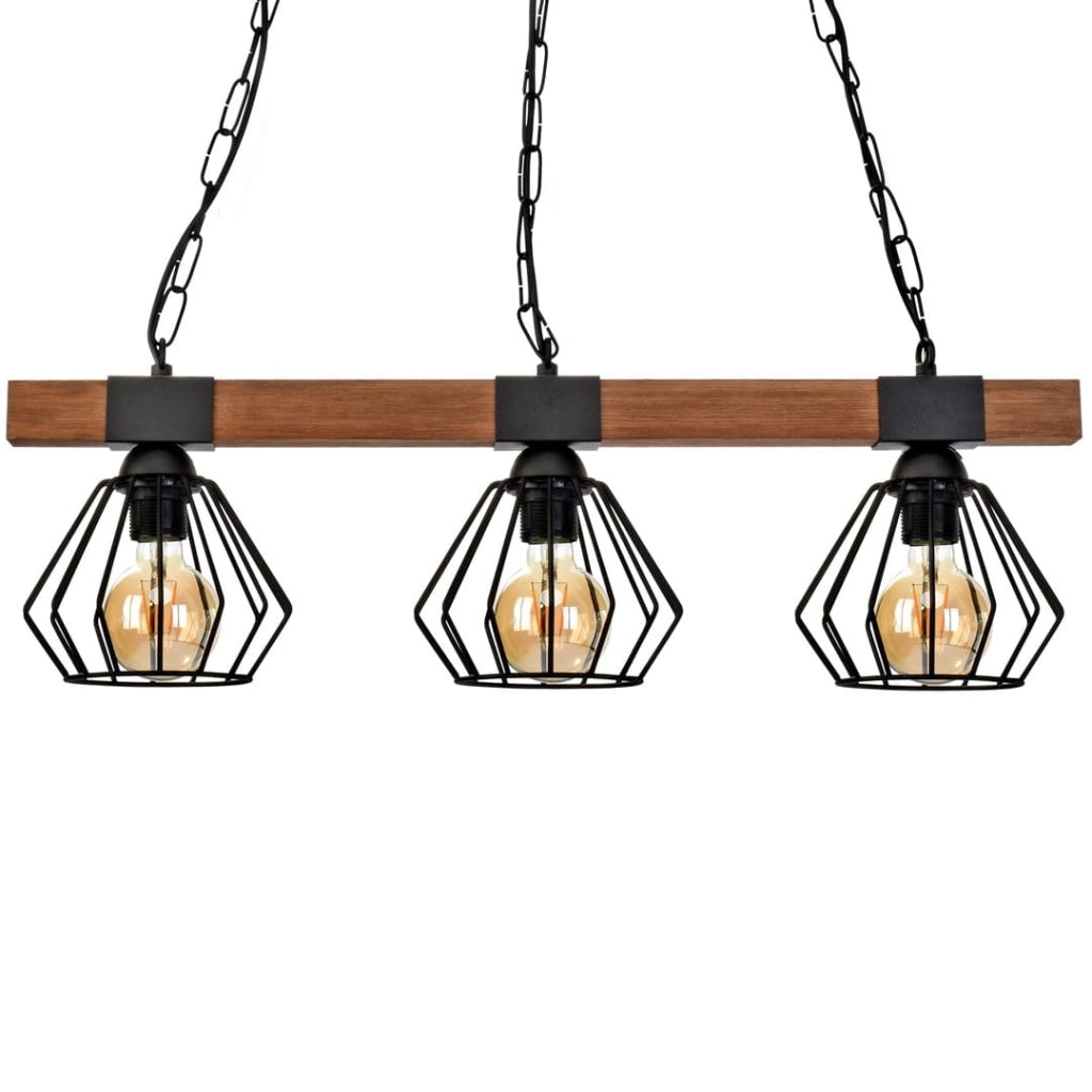 Lampadario ULF Milagro 3 luci E27 metallo/legno nero
