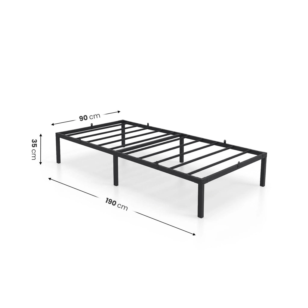 Struttura Letto Pieghevole in Metallo Rete a Doghe 90x190 cm Nero Letto per Ospiti 6 Gambe 10 Doghe