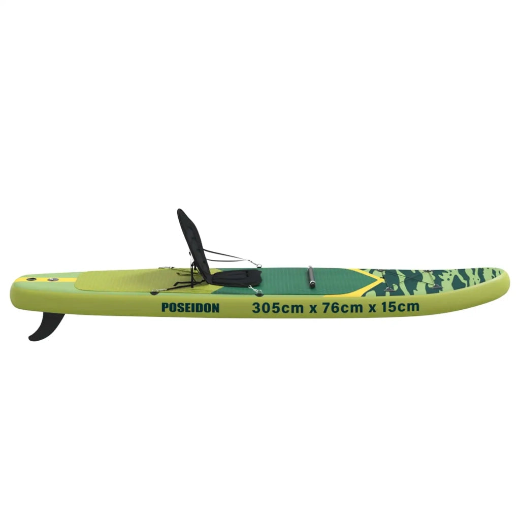 SUP Board con Seggiolino 2-in-1 POSEIDON 305 x 76 x 15 cm Verde 42039127
