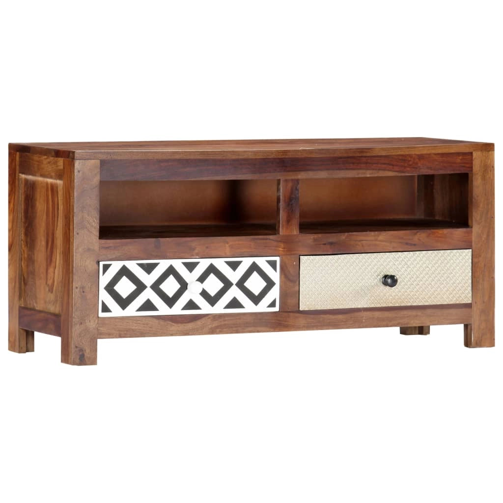 Mobile TV multimediale scaffale TV mobile TV sala da pranzo soggiorno camera da letto 90 x 30 x 40 cm legno massello marrone 02_0026338