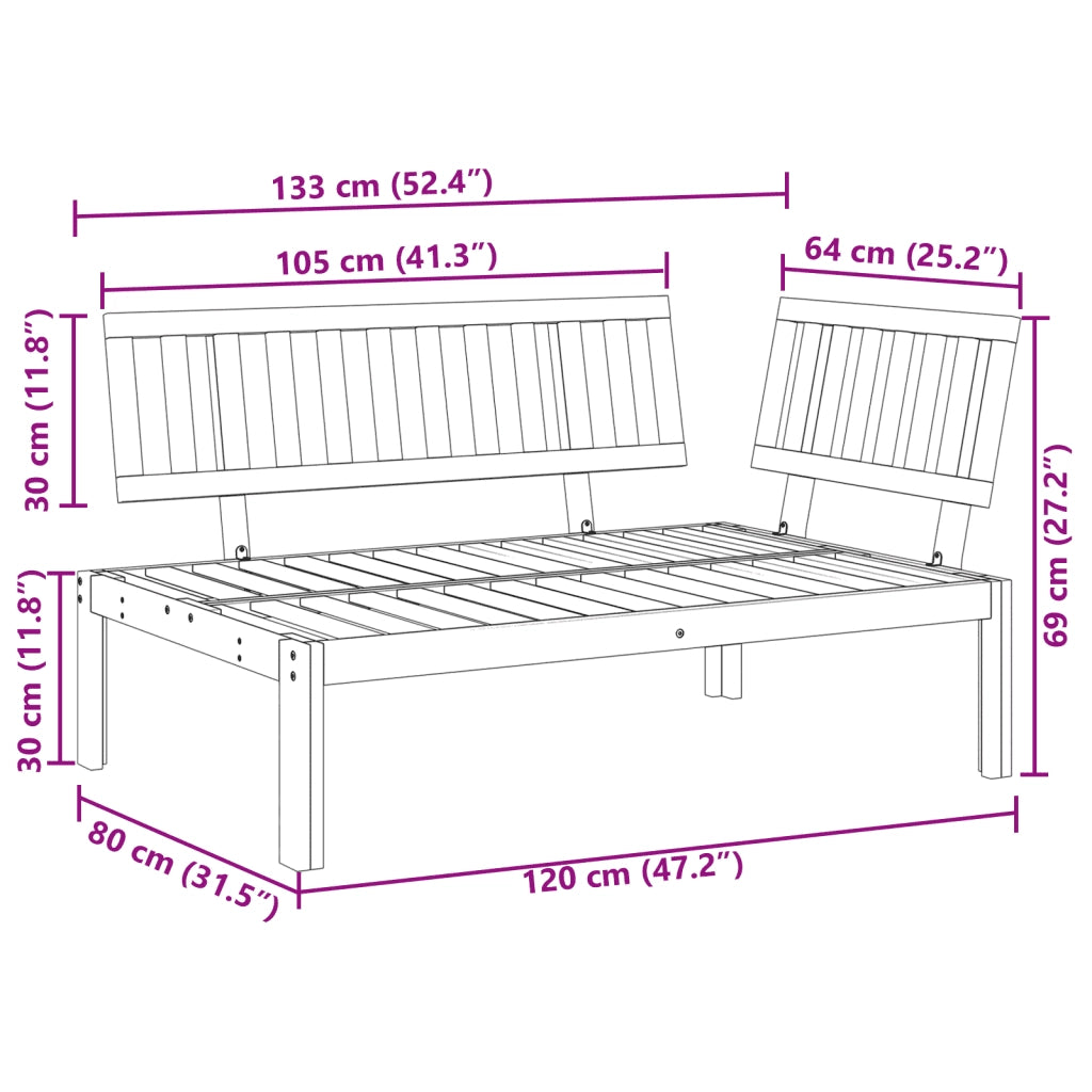 Divano Angolare da Giardino-Sofa da Giardino-Divanetto da esterno Pallet in Legno Massello di Acacia 689342