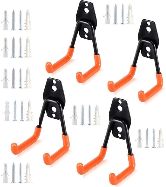 Pacco da 4 - Grappini - Acciaio inossidabile - Grappini da parete - Organizzatore da parete - Adatto per scale, biciclette, attrezzi, grandi/piccoli oggetti, grappini per giardino (7 x 6,5 x 11 cm)