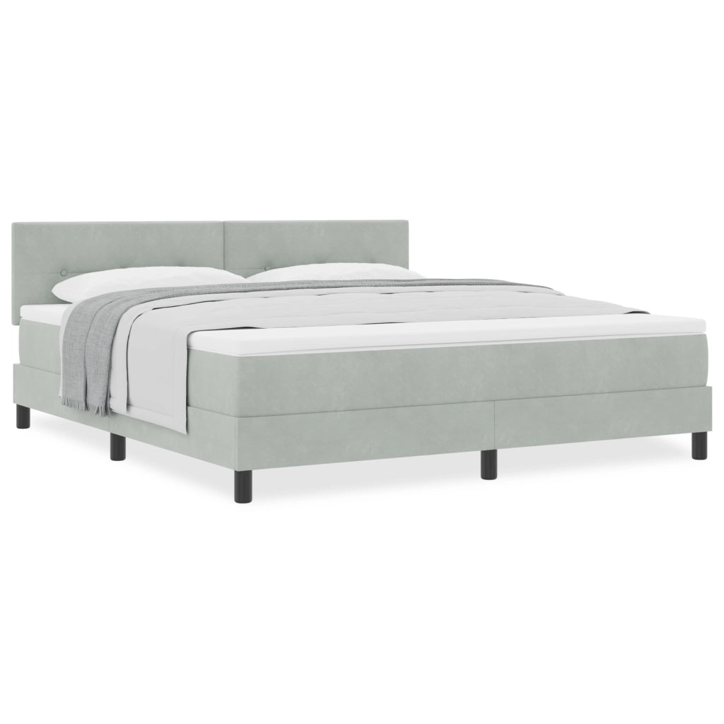 Letto Box Spring con Materasso Grigio Chiaro Super King in Velluto