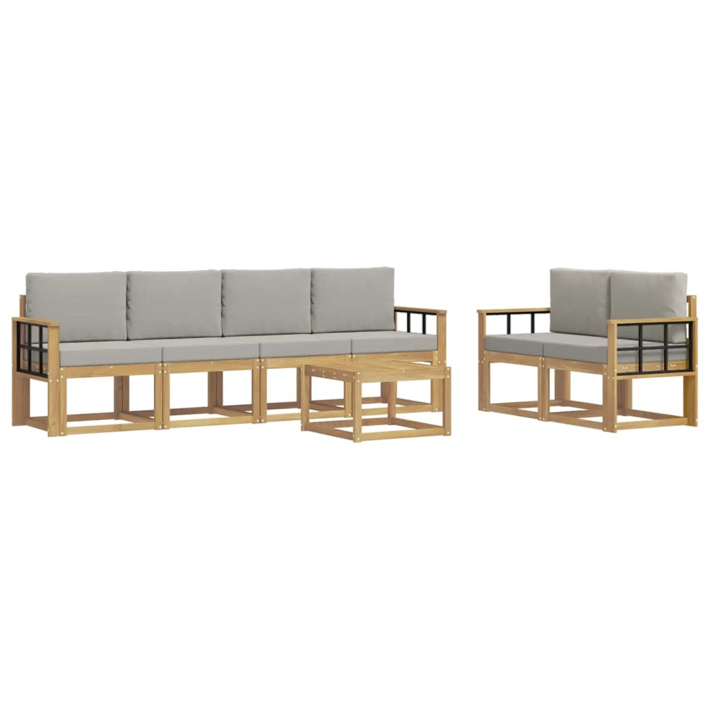 Set di divani da esterno 7 pcs Bianco e Grigio Chiaro 3387290