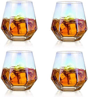 Set di bicchieri per whiskey da 4 pezzi - Acqua - Succo - Tumbler - Inclinato - Bicchiere per scotch - 300 ml - Bicchiere per whiskey - Aspetto moderno - Lavorazione in vetro per bourbon - Rum - Tumbler per bar