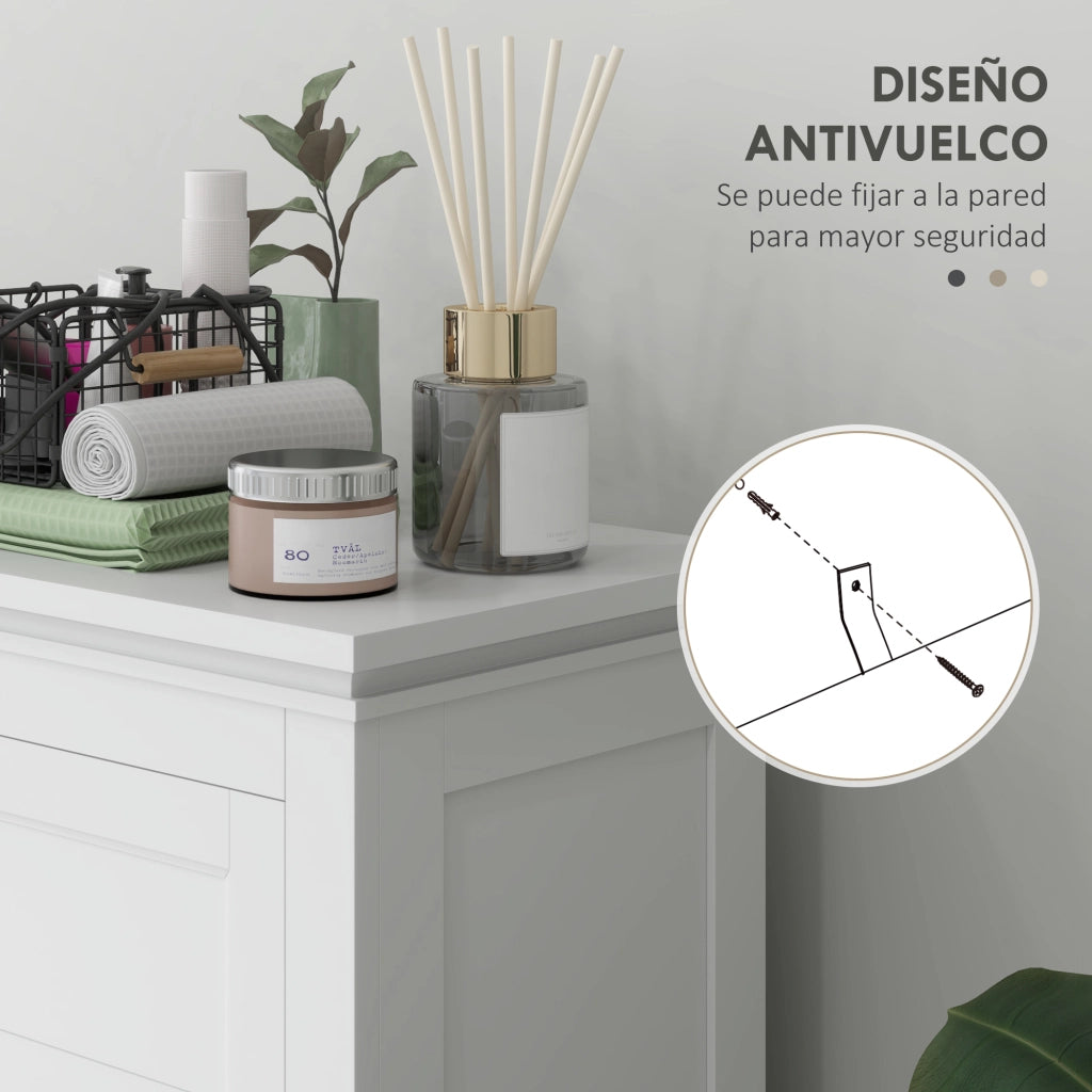 Colonna Bagno con Ante e Ripiani Regolabili ¨C zephmum ¨C Bianco 60x30x102,5 cm