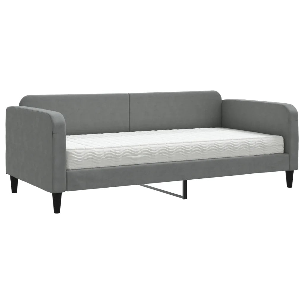 Divano Letto con Materasso Grigio Scuro 90x200 cm in Tessuto 3196799