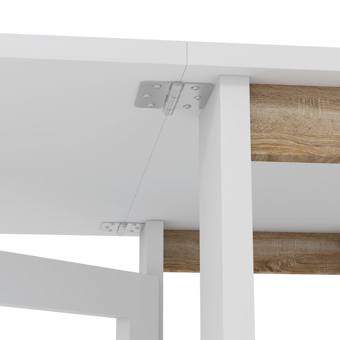 Tavolo Pieghevole da Pranzo 120x60x75 cm con 2 Ribalte e Ripiani in Truciolato Bianco