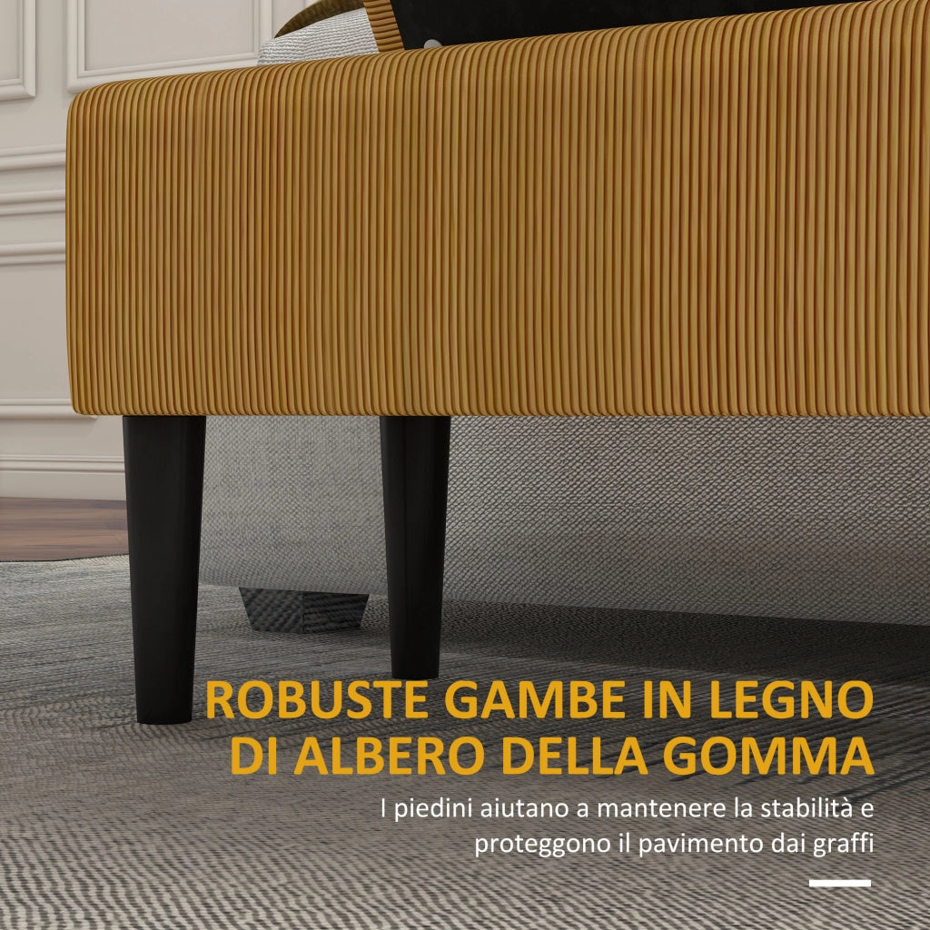 EasyComfort Panca Fondoletto in Poliestere e Legno per Camera da Letto e Ingresso, 95x38x45 cm, Arancione