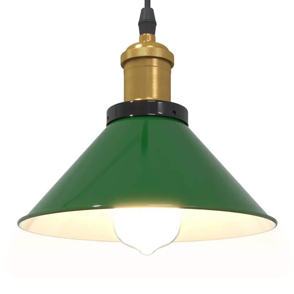 Lampada a Sospensione Regolabile E27 Verde Lucido ?22cm Metallo CFW1754133